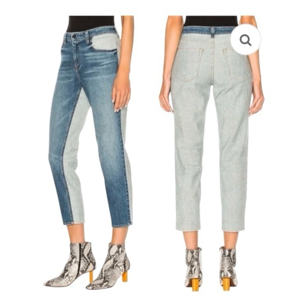 Alexander Wang Ride Tapered Leg Two Toned Jeans 24 Edgy Grunge Low Rise Designer